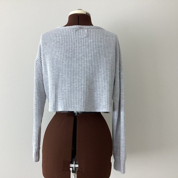 Waffle Knit Long Sleeve Crop Top - Picture 6 of 7
